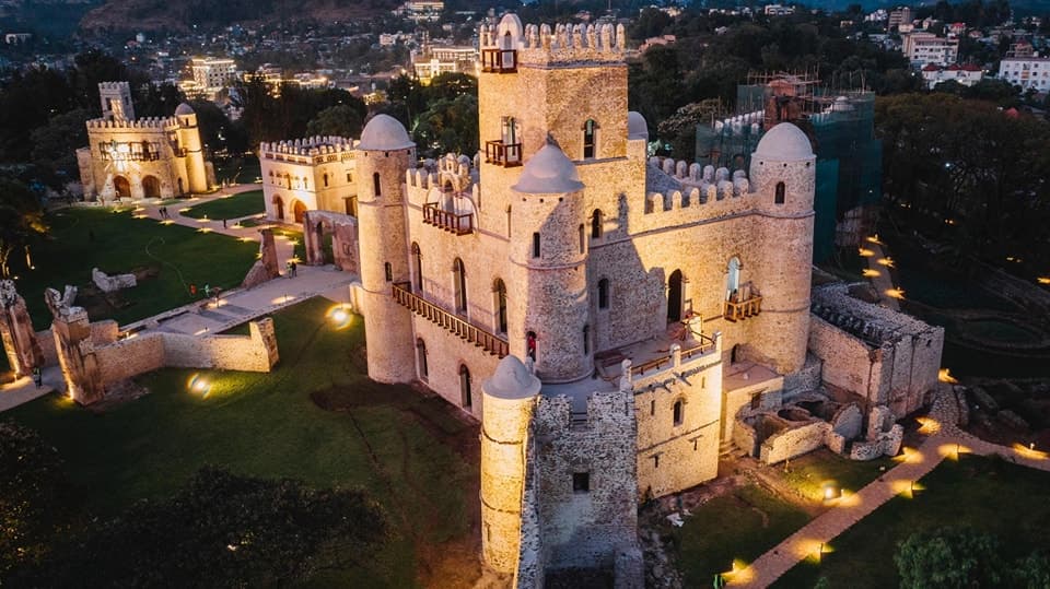Gondar castles at night, Ethiopia
